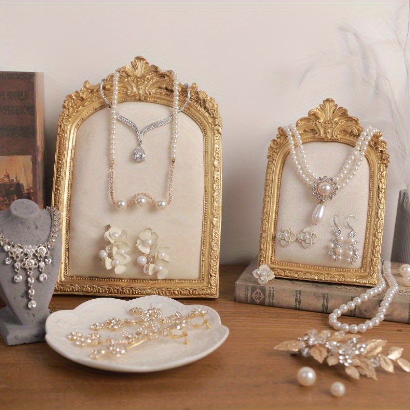 

Vintage Style Photo Frame Jewelry Display Stand - Abs Material Necklace Holder And Earring Organizer - Decorative Jewelry Storage Tower For Holiday Gifts And Home Decor