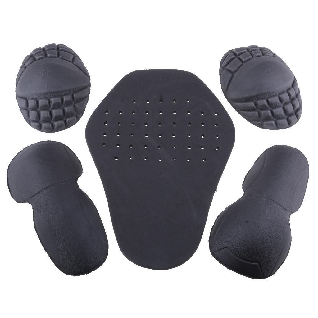 

5-piece Motorcycle Riding Gear Set, Eva Heat Pressed Protective Shoulder, Elbow, And Back Pads, Black, Lycra (spandex) Material, For Off-road Motorcycles, Men' Equipment