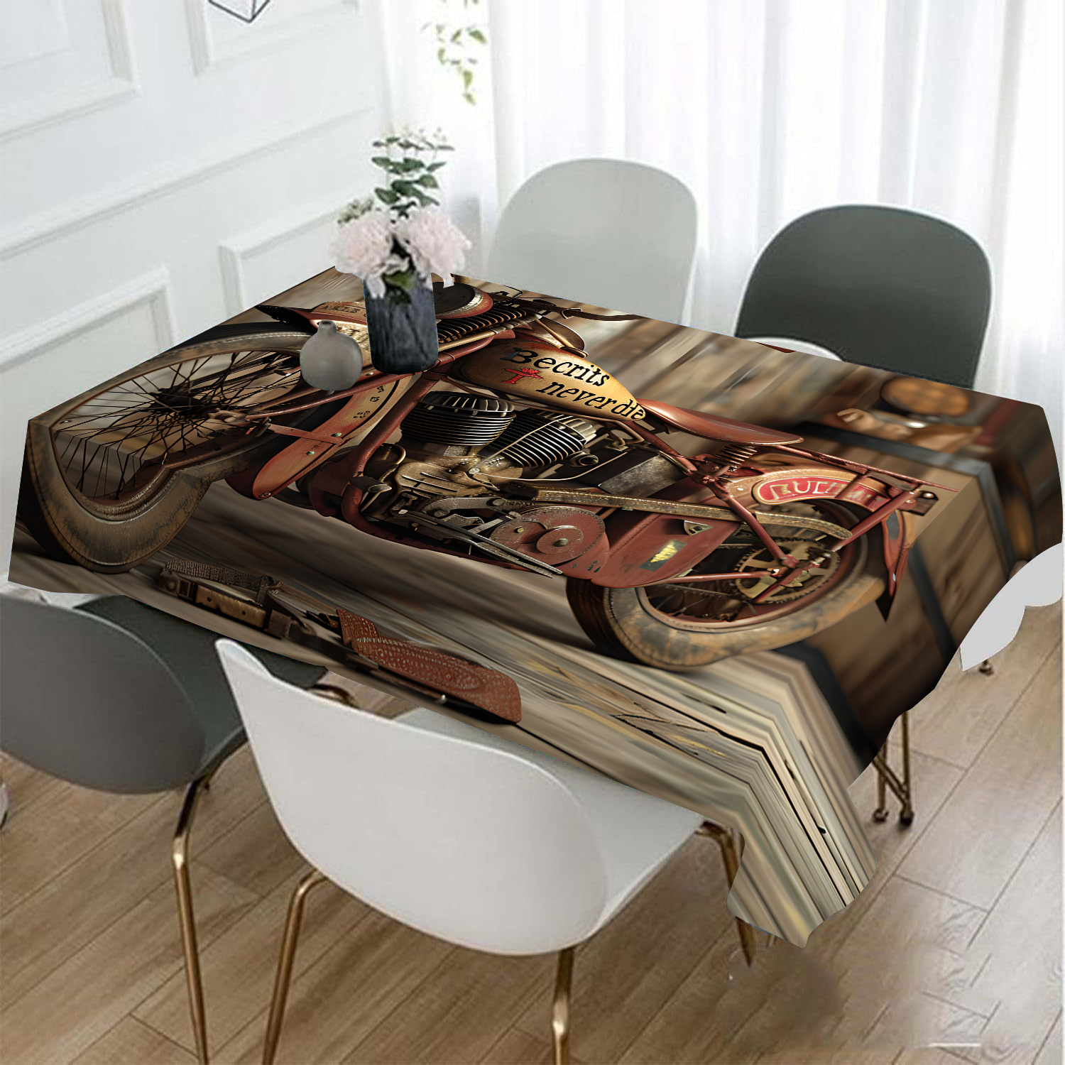 

de moto rustique, tapis de poussière polyester, couverture décorative carrée pour salle à manger, cuisine, décoration de maison, tissu non tissé tissé à