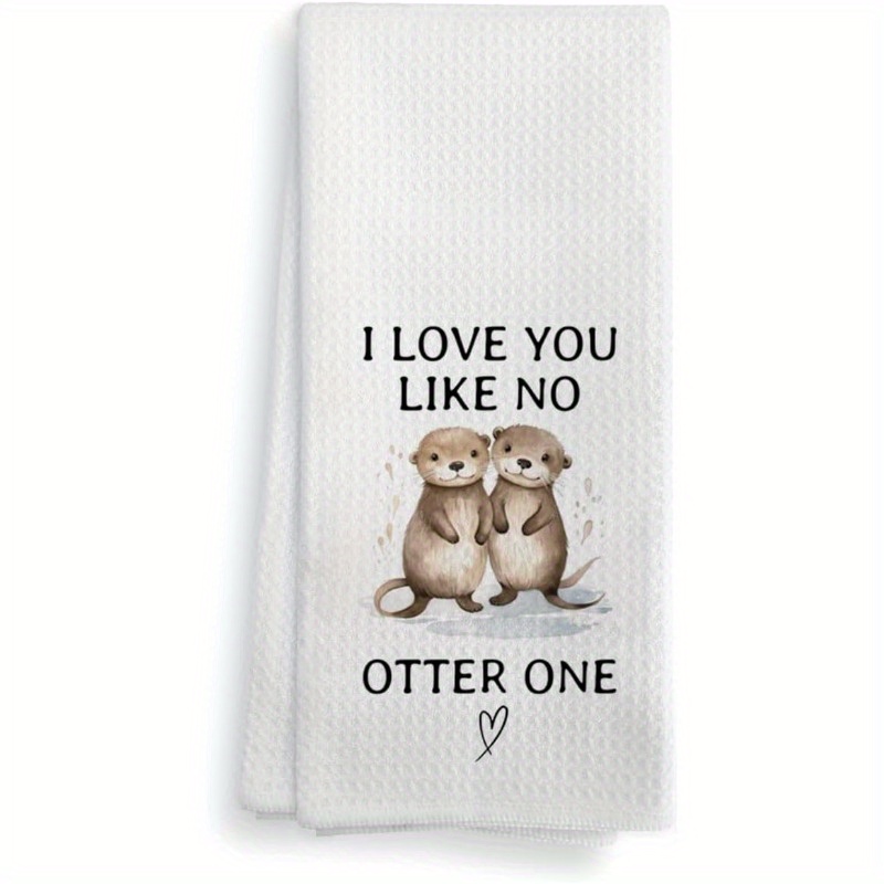 

1pc, Modern Otter Design Kitchen Towel, 18x26 Inches, Soft Polyester Dish Cloth, Machine Washable, Rectangular, Space-themed, For Use