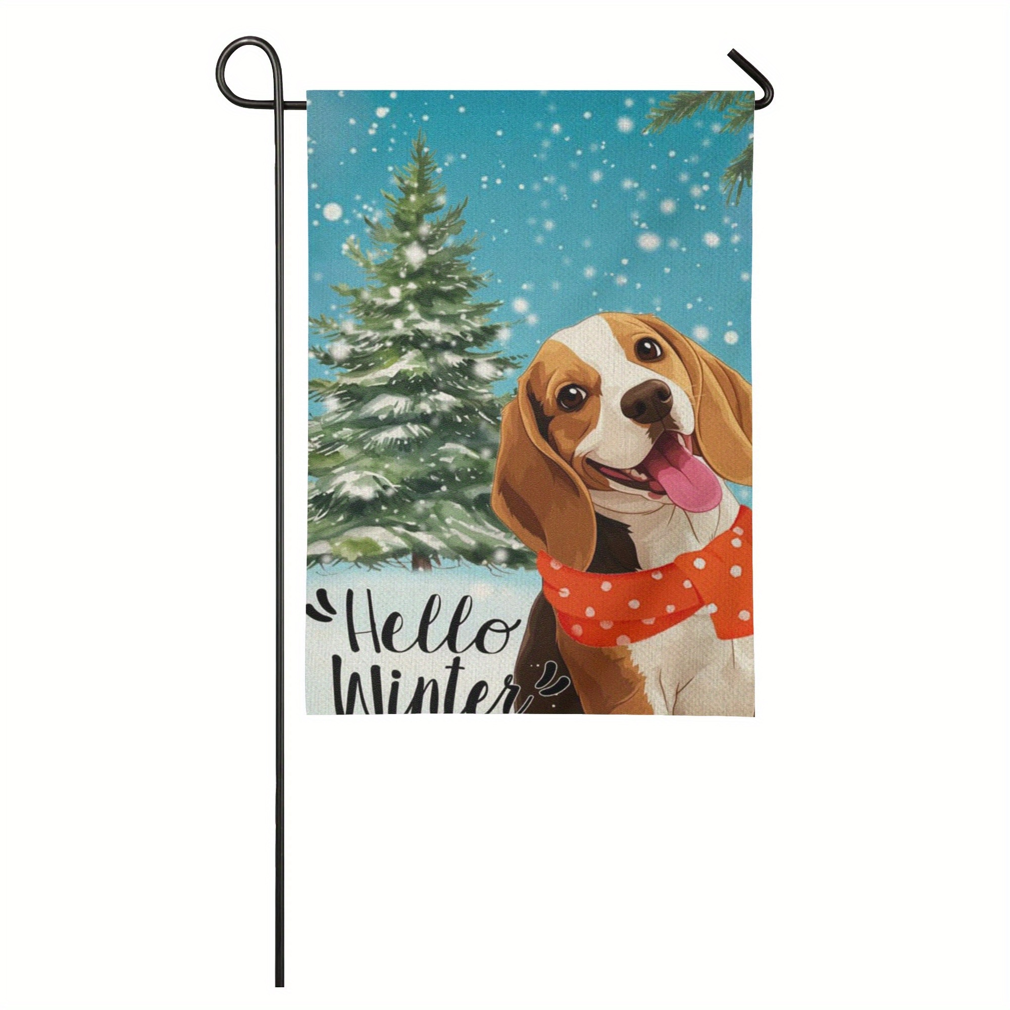 

Seasonal Beagle Flag - "hello Winter" , 12x18 Inch, Polyester, No-pole Outdoor Decorative Banner For Home, Porch, Party Decorations - Use Without Electricity (pack Of 1)