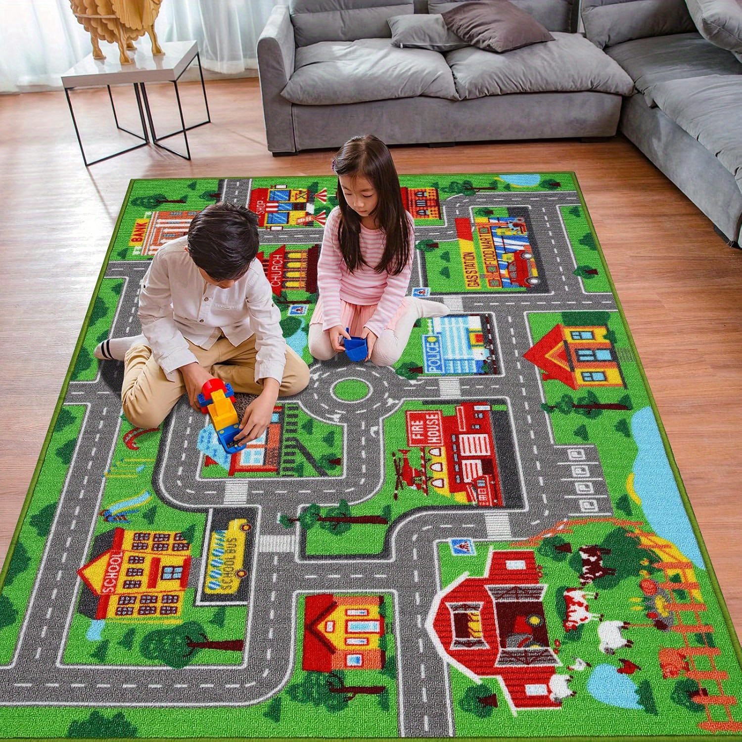 TEMU Kids Carpet Car Play Rug, Kids Play Rug For Playroom, Kids Play Rugs Rug, Extra Large Boys Kids Car Play Rug For Playroom, Bedroom, Living Room,