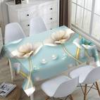 floral pearl dining room tablecloth polyester non woven fabric machine made square table cover for dust resistant decorative table topper