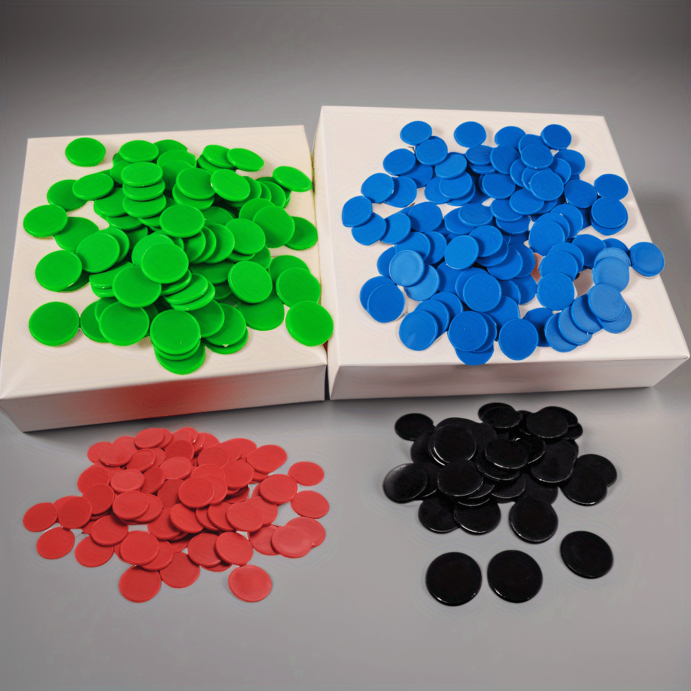 

100pcs Plastic Game - Red, Blue, Green, Black Round For Board & Games, Box Included - Counting, Sorting & Rewarding, Baskets, Bins & Containers For