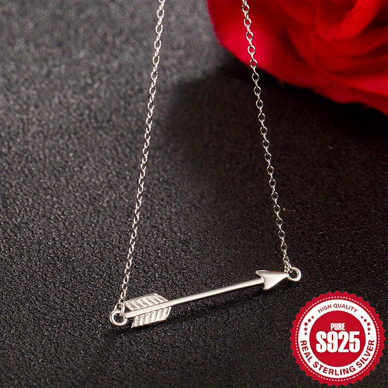 

1pc S925 Silver Arrow Necklace, Polished Arrow Necklace, With Gift Box, Suitable Party, Gifts, Festival, Wedding, Valentine's Day Gift