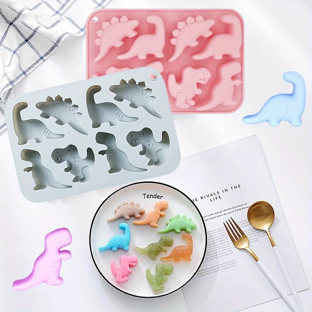 

2pack Cute Dinosaur Silicone Mold 3d Dinosaur Baking Mould Tray Diy Baking Tool For Chocolate Cake Dessert Candy Mousse Pastry Cupcake