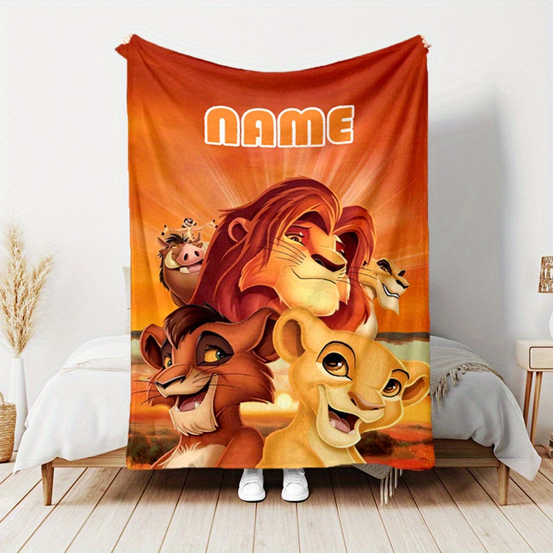 

Couverture en flanelle personnalisée Lion avec nom personnalisé – Douce, Légère, Style vintage en polyester tricoté – numérique de thème animal pour canapé, lit, -, voyage – tous les – Marque UME