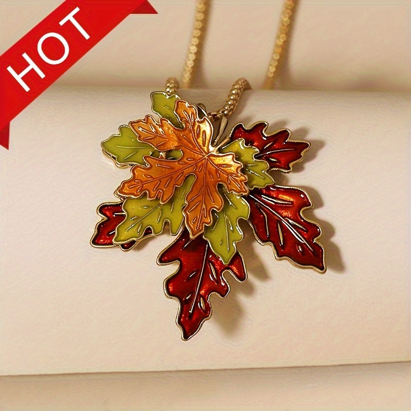 

Maple Leaf Charm Necklace - Stackable & - Long Sweater Chain For All- - Your Style