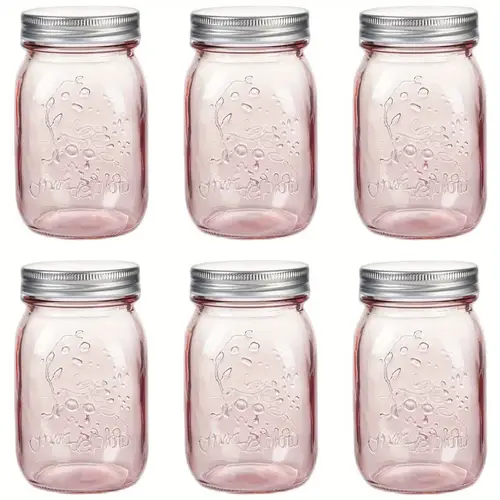 16oz colored mason jars with lids 6 pack wide mouth quart canning jar safe for storage pickling preserving fermenting diy crafts decor