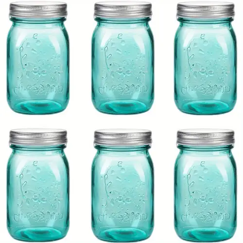 6 pack wide mouth glass mason jars with lids 16oz quart canning jars for storage pickling preserving fermenting diy crafts decor