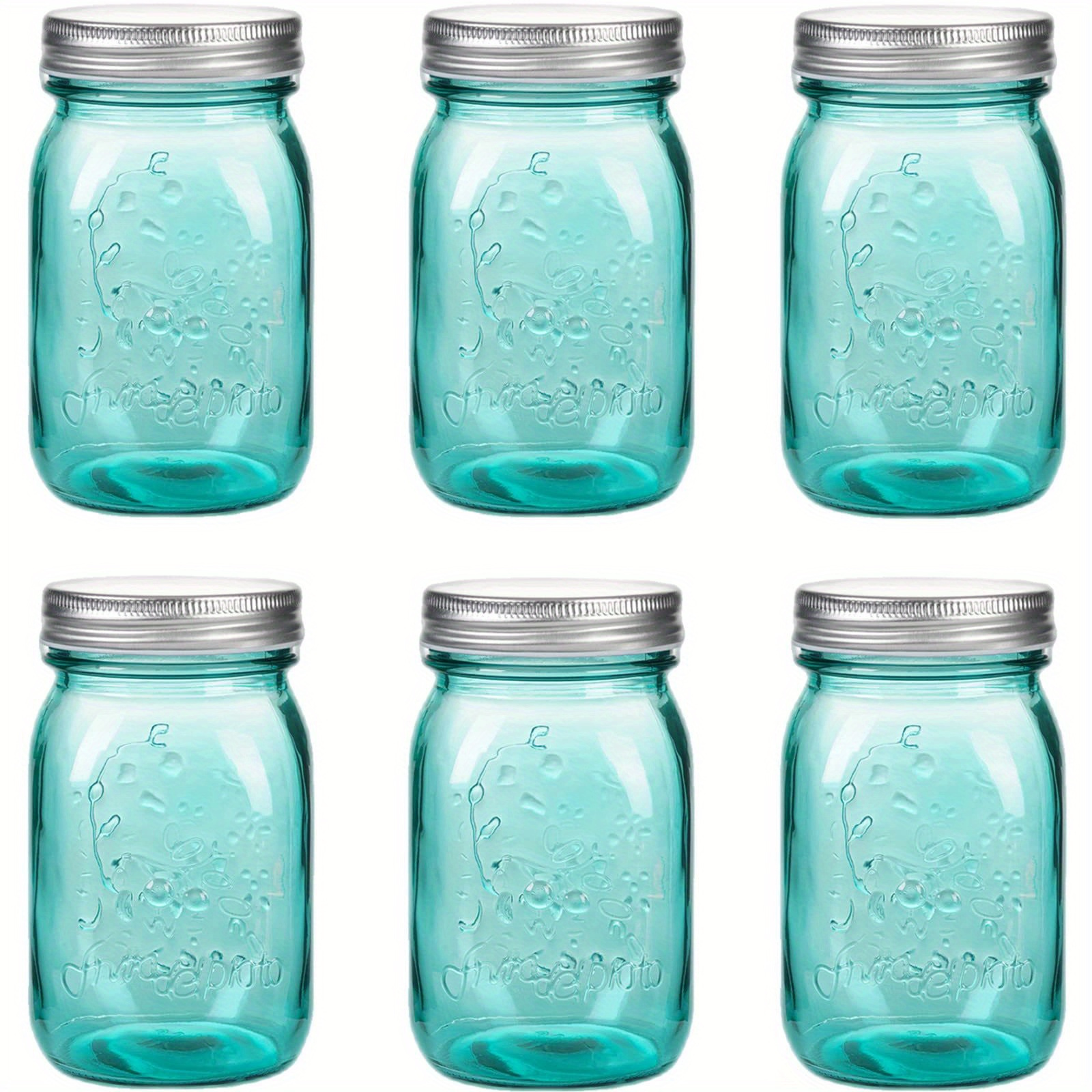 Image of 16oz Colored Mason Jars With Lids, 6 Pack Wide Mouth Pint Canning Jar, Safe For Storage, Pickling, Preserving, Fermenting, Crafts & Decor