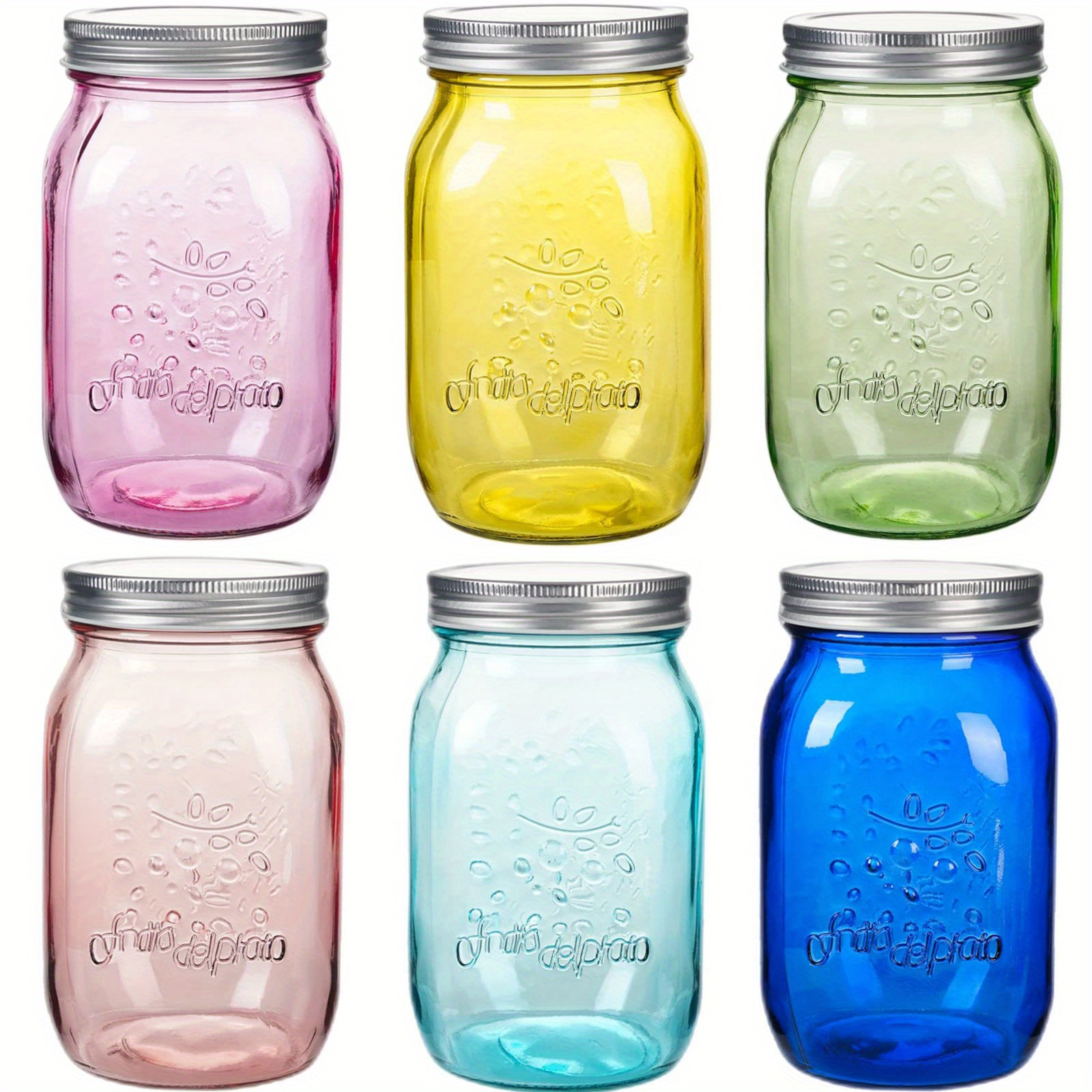TEMU 32oz Colored Mason Jars With Lids, 6 Pack Wide Mouth Quart Canning Jar, Safe For Storage, Pickling, Preserving, Fermenting, Diy Crafts & Decor,