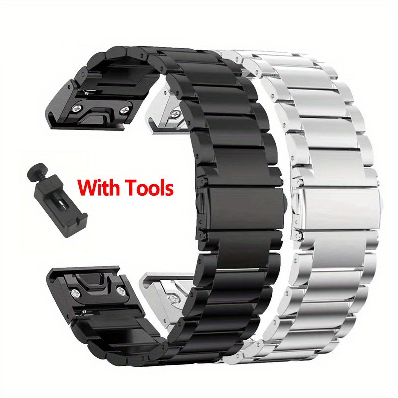 

Stainless Steel Watch Band 22mm 26mm, Metal Strap With Tools, Compatible With Garmin Fenix 8 7 Pro 7x 6 6x 5x 8x Plus, Pro , Non-water Resistant Replacement Watchband