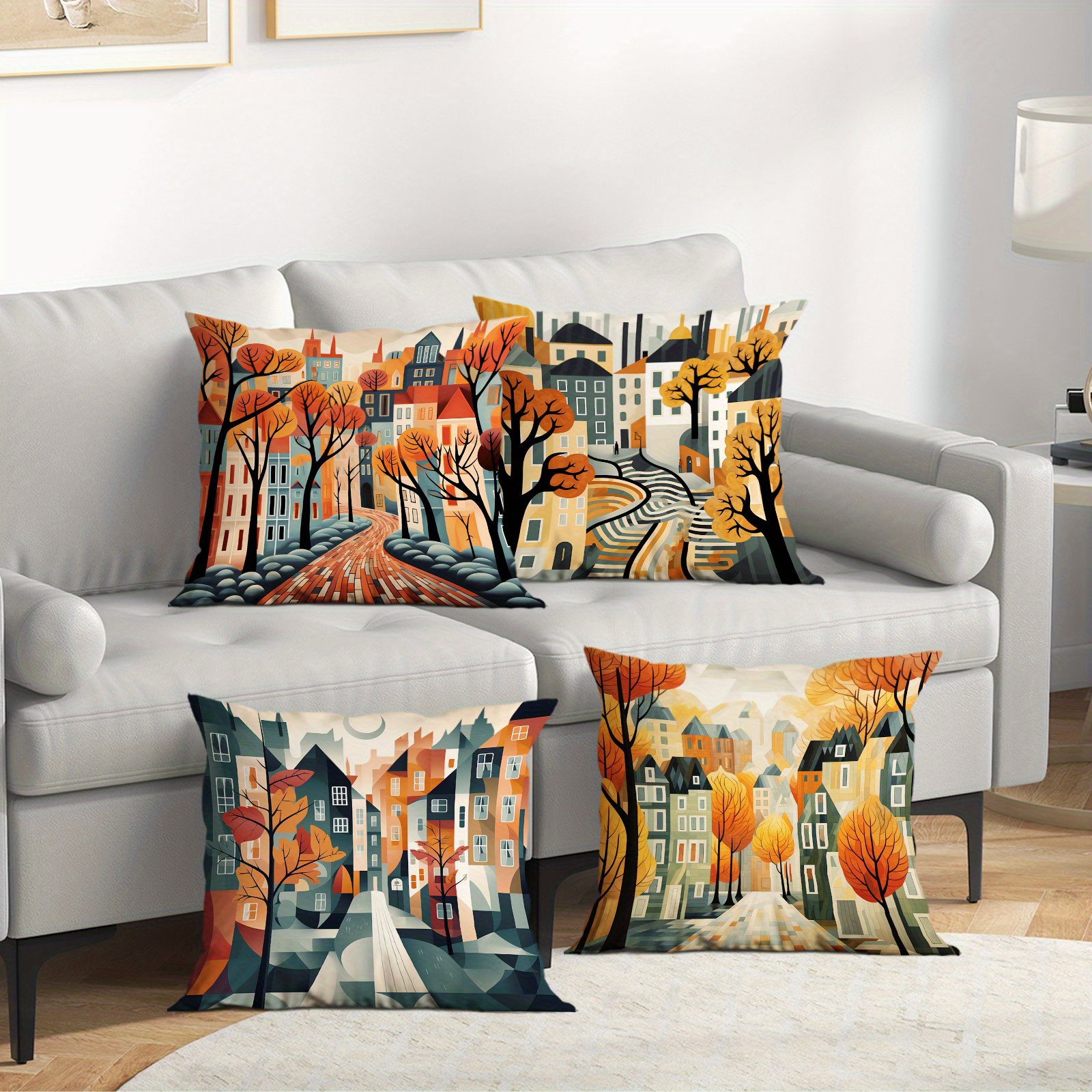 

City Pillowcase Set, , Comfortable And , Suitable For , Bedroom, , Car, Sofa,