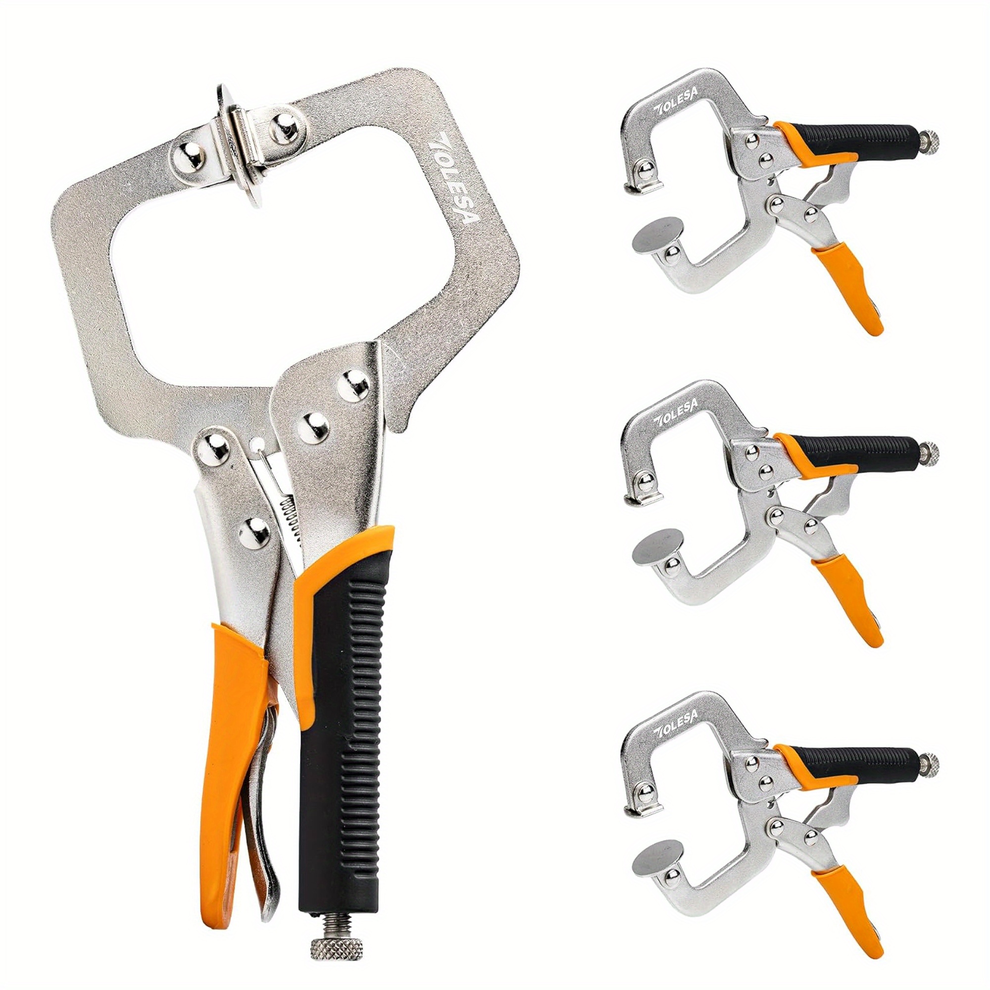 

Tolesa 3-pack 6 Inch Heavy Duty C-clamps Release, High Carbon Steel Locking Pliers, Swivel Pads For Woodworking, Welding, Automotive & Carpentry