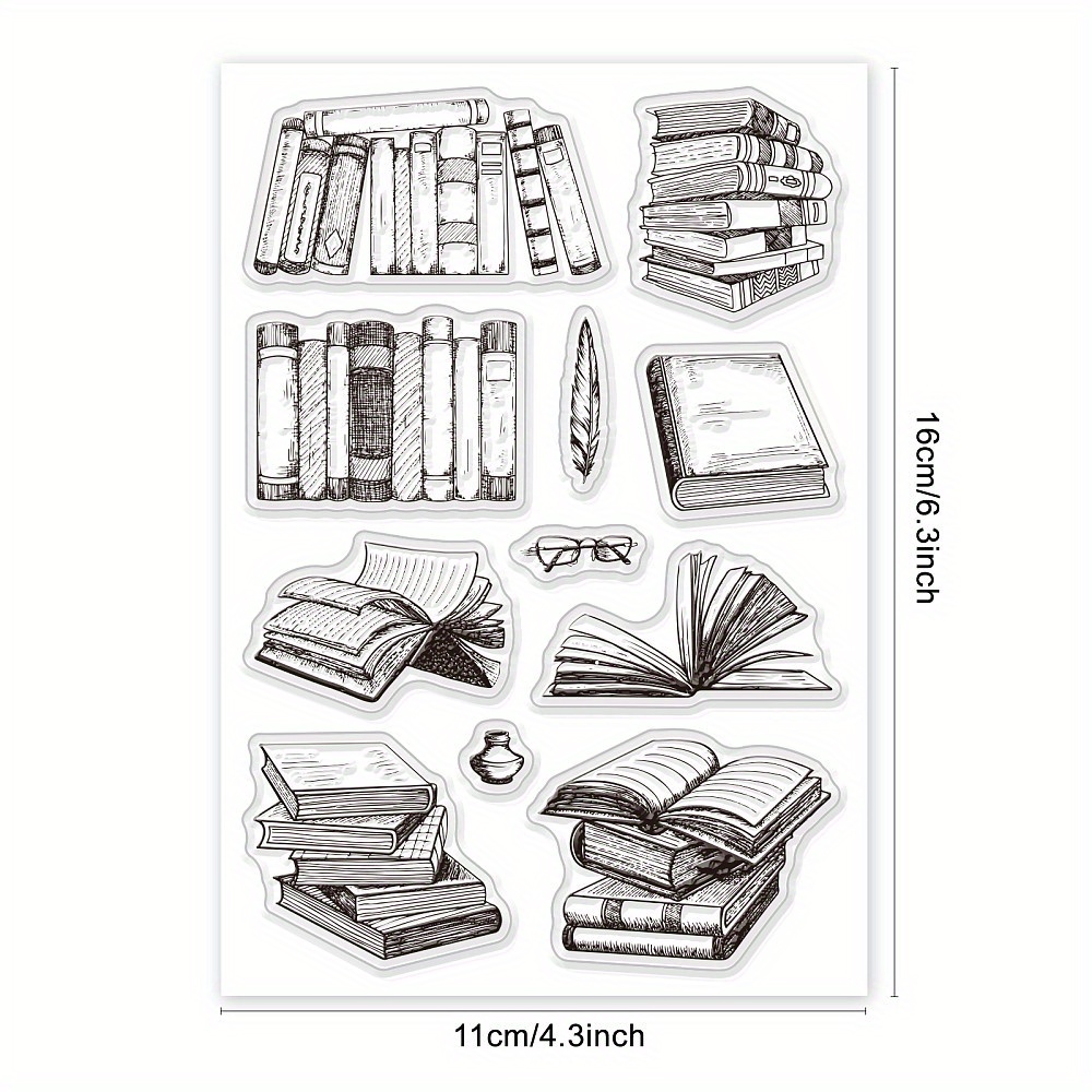 Image of Superfindings Book Day Theme Clear Stamps Set, Plastic Ink Silicone Stamps For Diy Scrapbooking, Card Making, Journal Album Decor Craft, No Electricity Or Batteries Required, Decor
