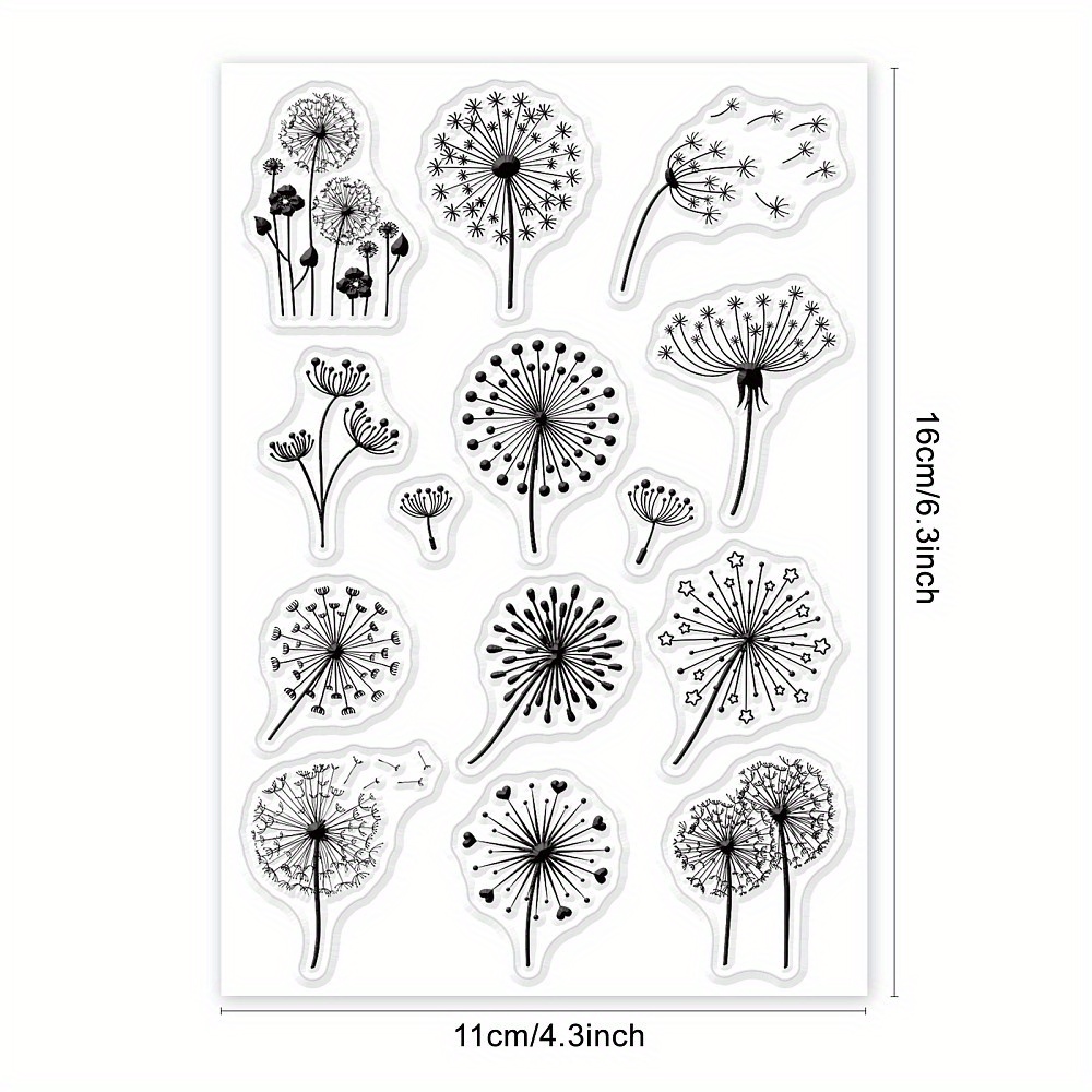 Image of Superfindings Dandelion Silicone Clear Stamps, 1 Sheet, Plastic Material, No Electricity Or Battery Needed, For , Ideal For Diy Scrapbooking, Card Making, And Journaling