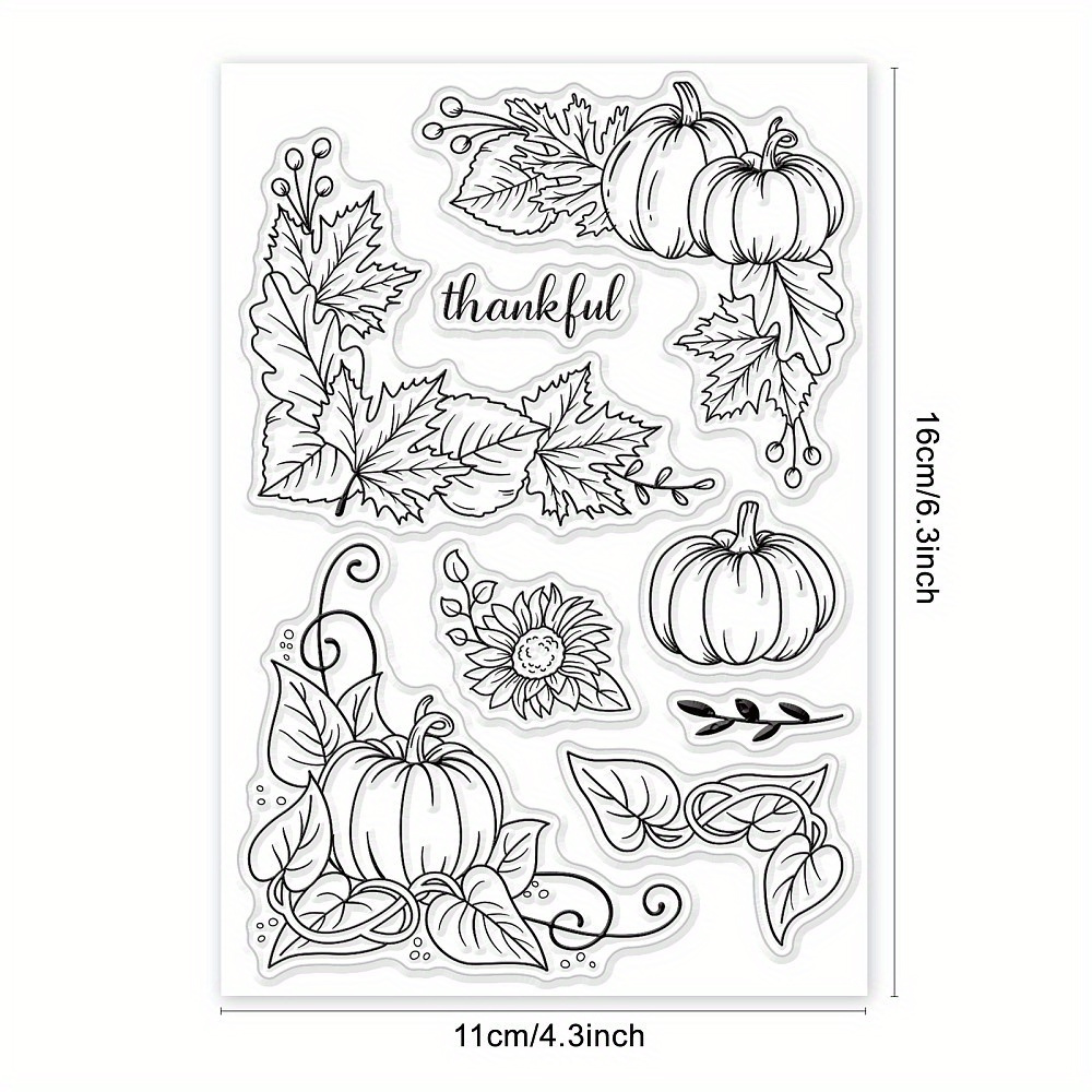Image of 1sheet Clear Stamps Pumpkin Leaves Corner Sunflowers Silicone Clear Stamp Seals For Cards Making Diy Scrapbooking Oto Journal Album