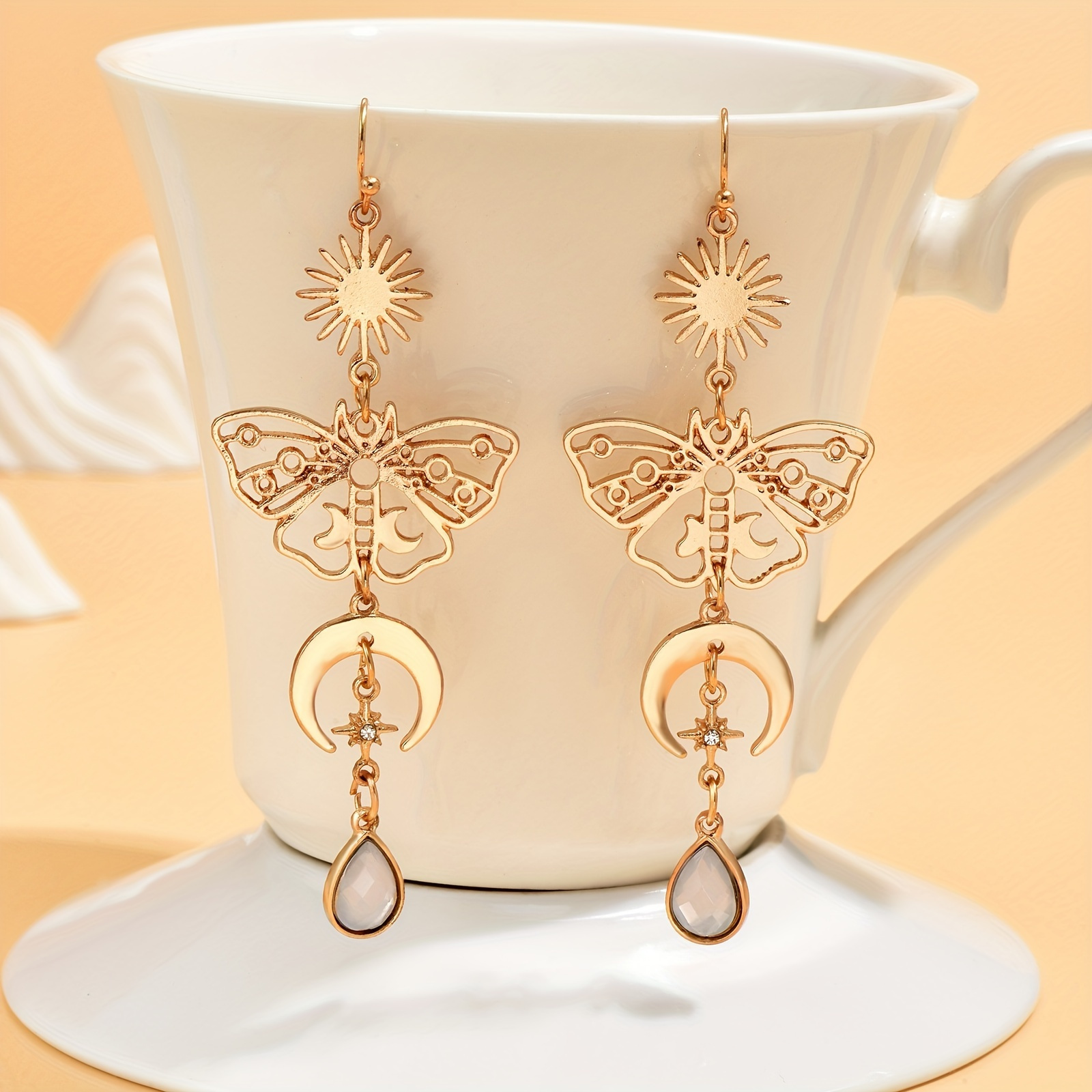 

Elegant Chic Golden , Dangle Earrings With Sparkling - Lightweight Alloy, Ideal For Parties, Weddings & , Earrings