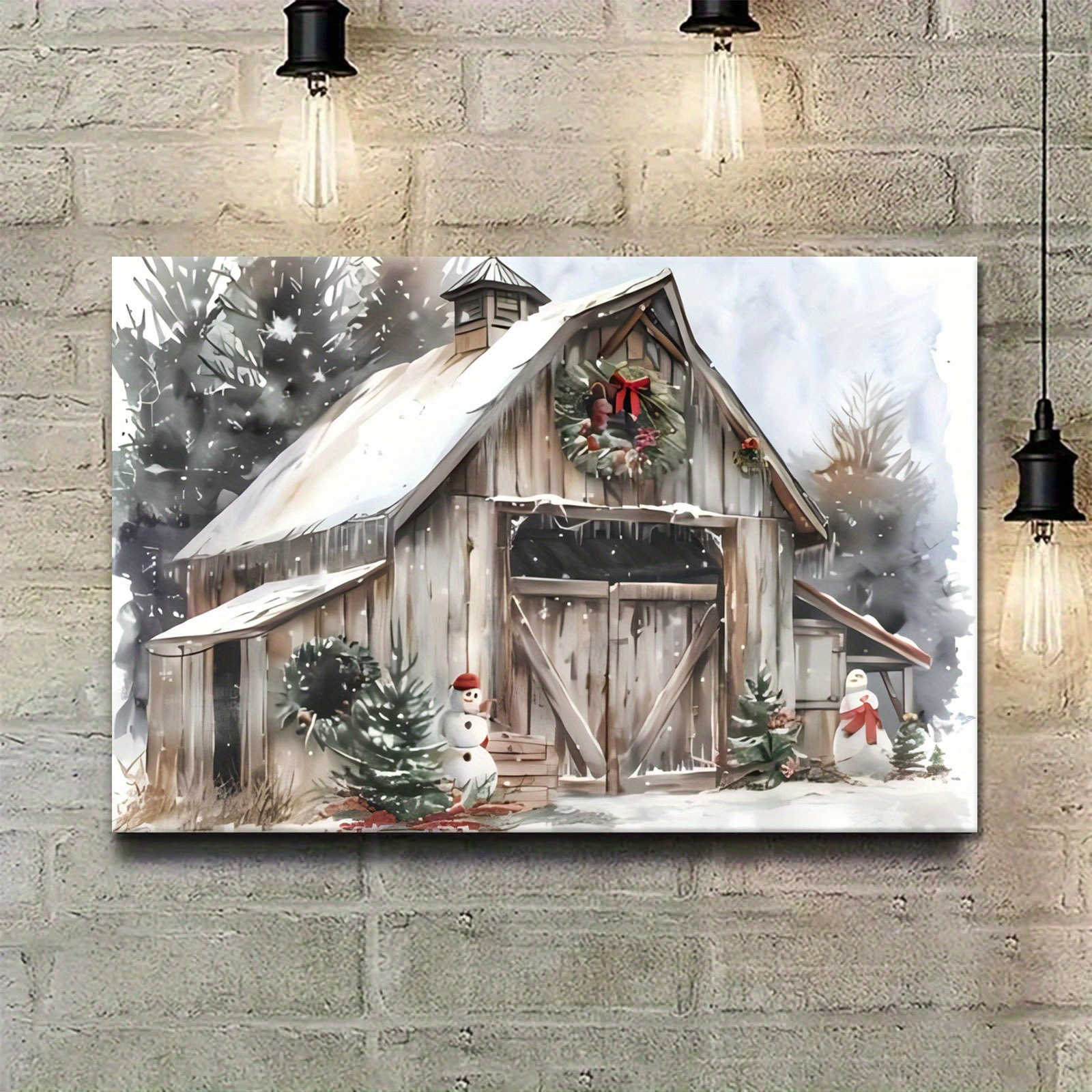 

1pc Wooden Canvas Paintingchristmas Canvas Wall Art, Christmas Poster Canvas Paintings, Ideal Gift For Bedroom Living Room , Wall Art, Wall Decor, Winter Decor, Room D