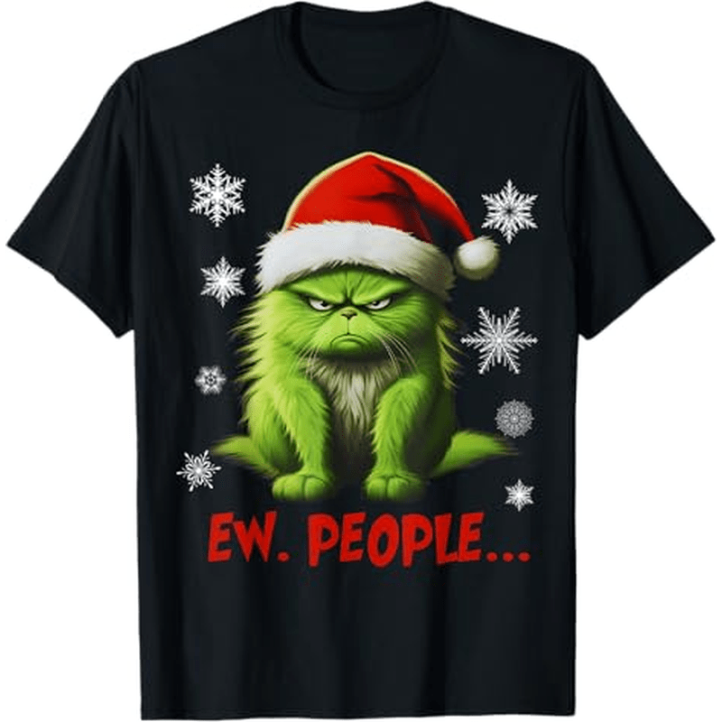 

Funny Christmas Cat Ew People Cat Lovers Men Women Boys Girls T-shirt, 100%cotton, Gifts For Men Dad Husband , S-xxxl, Black