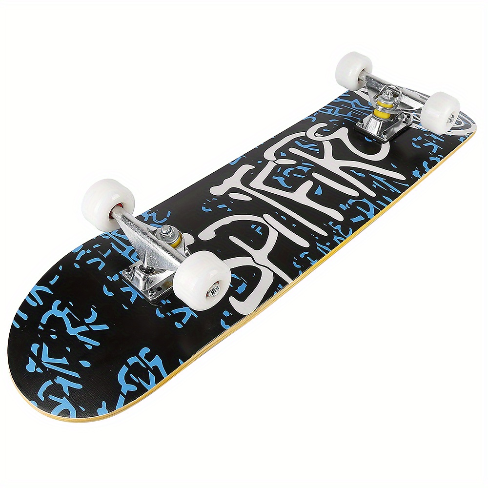 TEMU Skateboard, Outdoor-Skateboard, Schriftzug, schwarz und blau