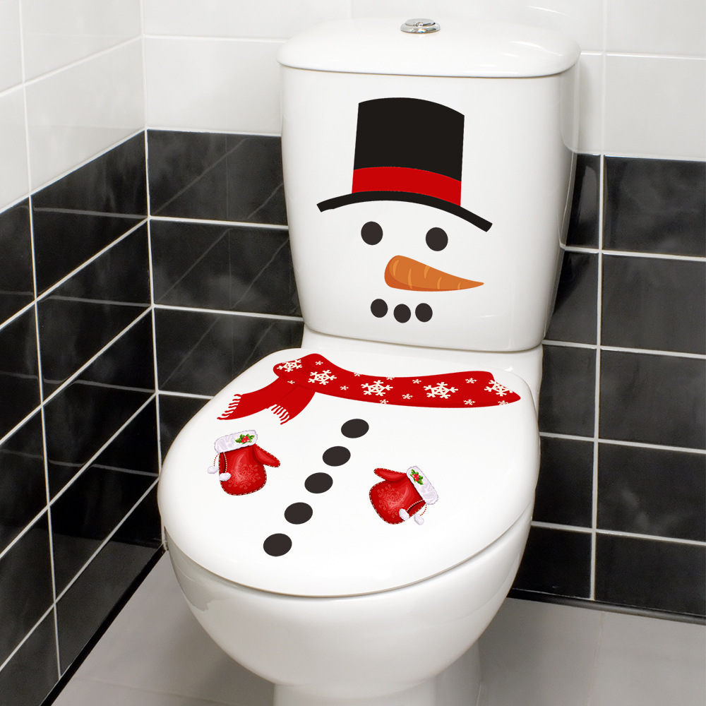 

3d Snowman Toilet Lid Sticker - Removable Self-adhesive Christmas Decoration For Bathroom & Home Decor