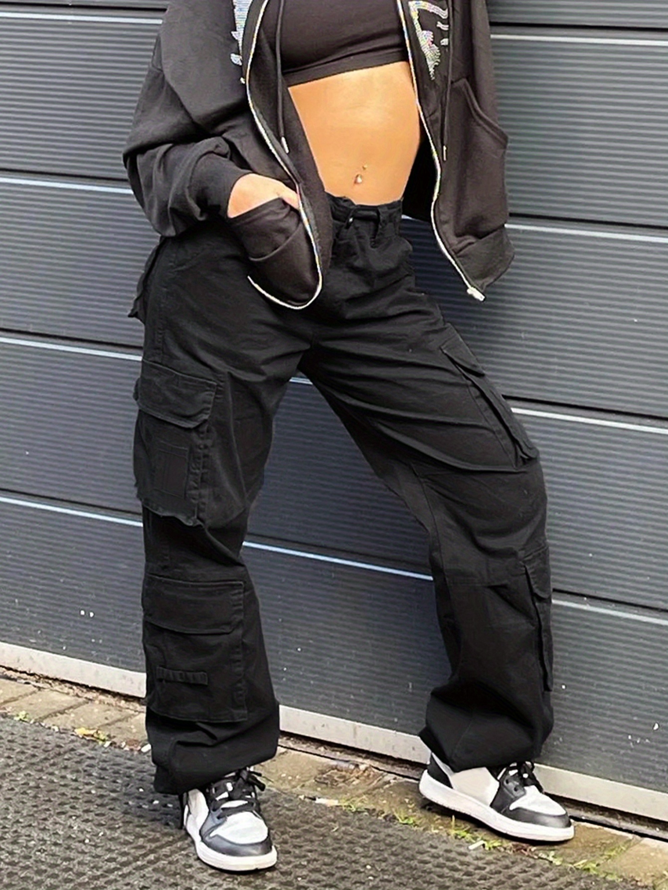 womens high waist cargo pants y2k 90s streetwear style baggy