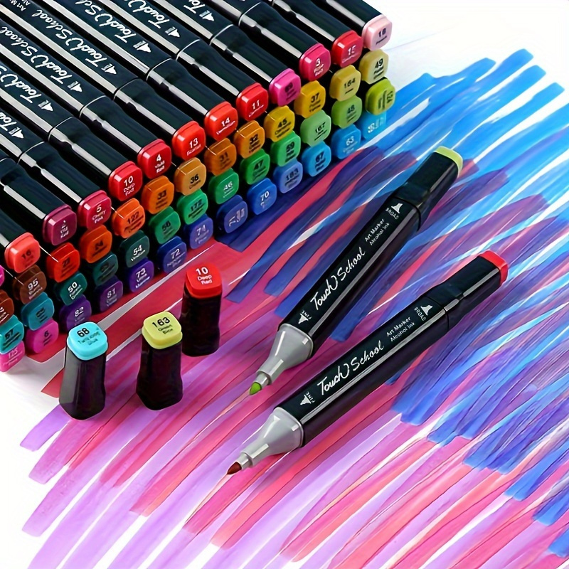 

60 Colors Dual Tip Art Markers Set - Waterproof, Non-toxic Markers For Drawing, Sketching, Illustration - Medium Point For Anime, Coloring, On Cardboard & More - Artist & Adult Use