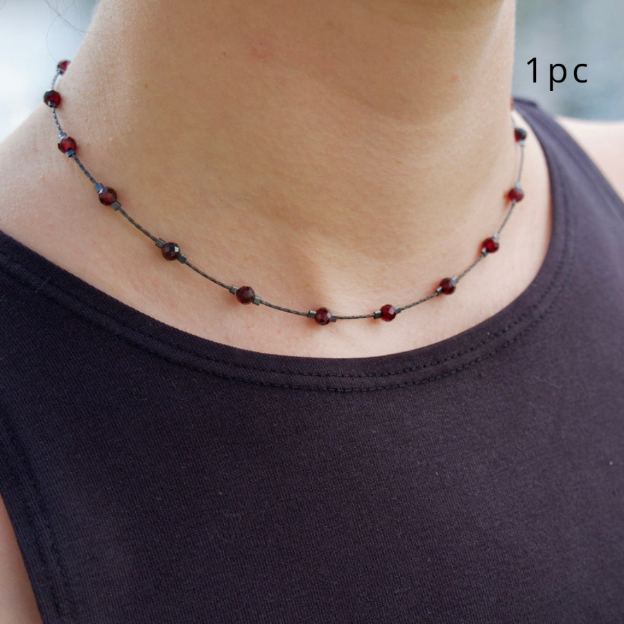 TEMU Collier avec pendentif en naturelle rouge foncée Easy, un collier polyvalent avec élégance