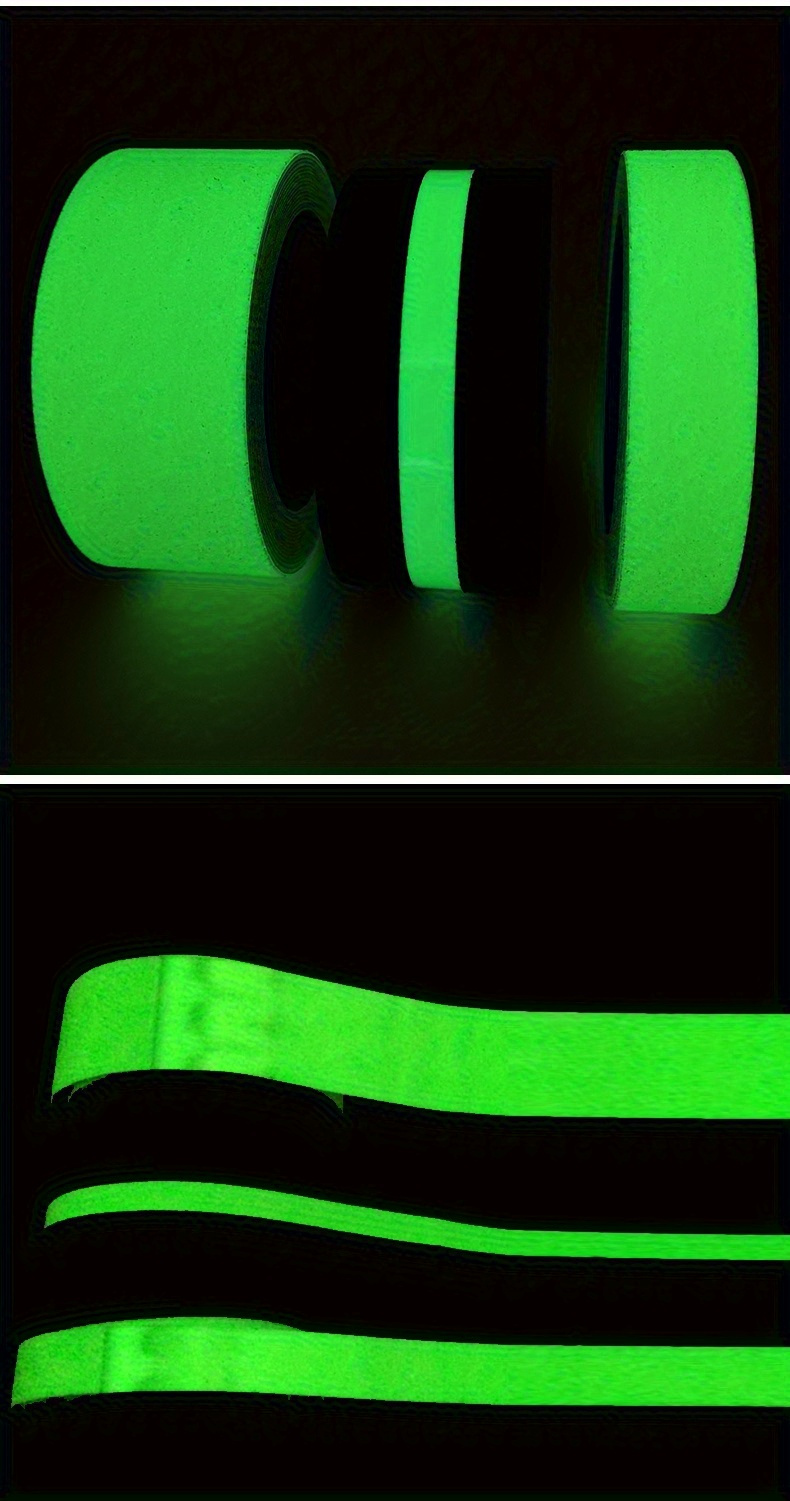 Ruban Phosphorescent - 3m*1cm Auto-Adhésif, Imperméable & Résistant aux UV, pour Escaliers, Murs, Voitures Extérieures & Décorations de Fête, Options Multicolores (1 Rouleau)