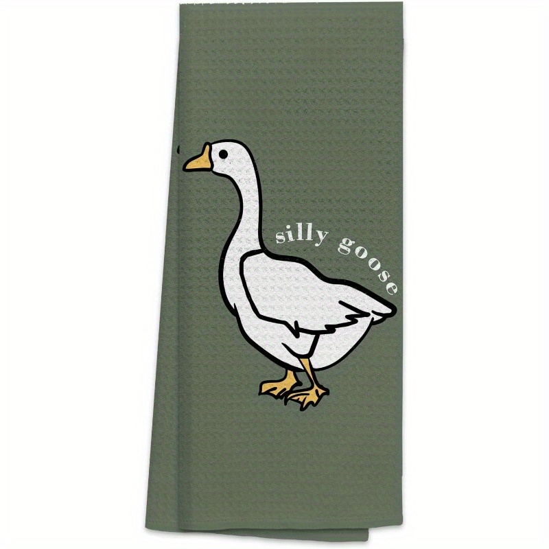 

Modern Silly Goose Kitchen Towel - 1pc 18x26 Inch Dish Cloth, Super Polyester, Machine Washable, Space-themed Oblong Towel For Dishwashing And Kitchen Use