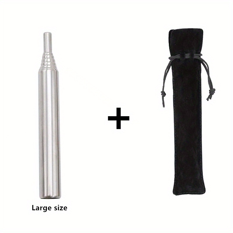 Image of 2pcs (1pc Tube + 1pc Cloth Bag) Outdoor Picnic Stainless Steel Tube, Extendable Tube, Camping Tools, Blowing , Without Battery