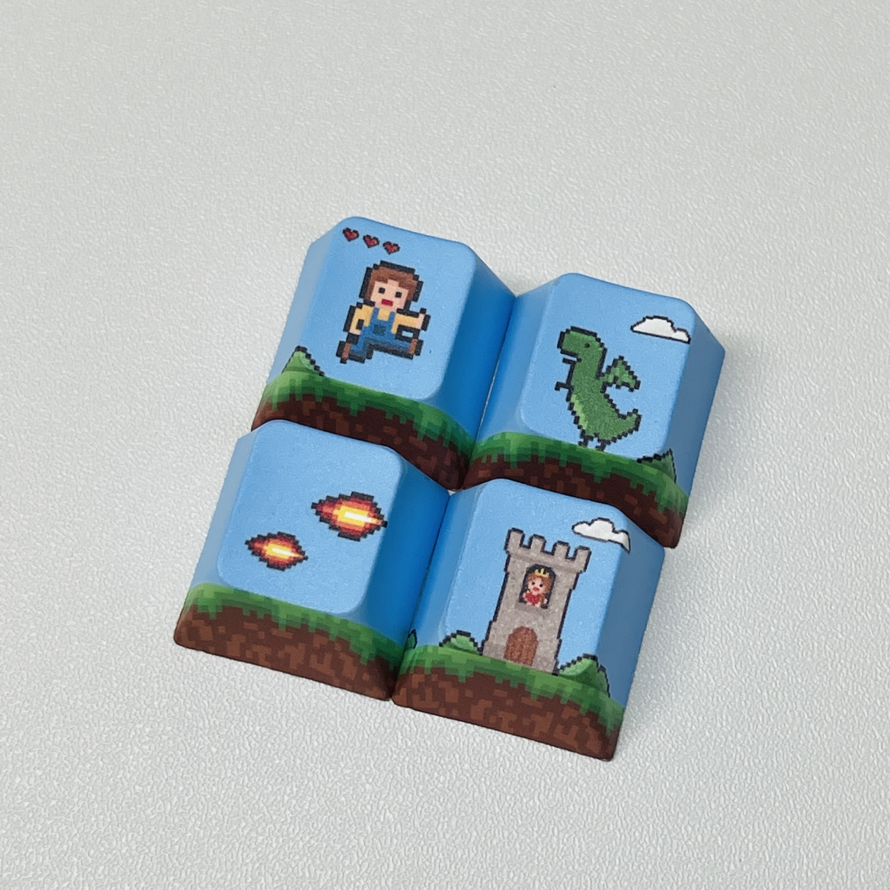* 4-Key Custom Keycap Set, PBT Dye-Sublimation, Compatible with Cherry and * MX Switches, Mechanical Keyboard Keycaps with Prince * Princess and * Themes