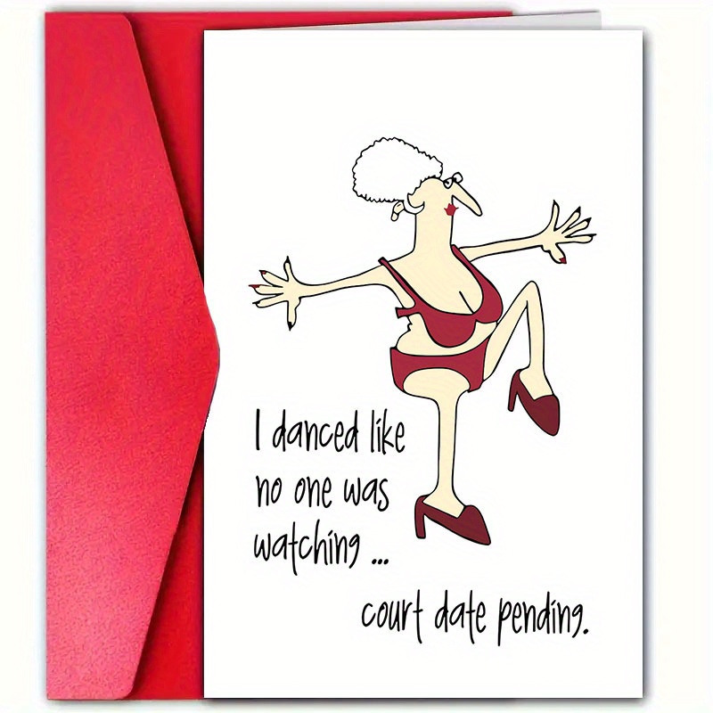 

Humorous Dancing Themed Birthday Greeting Card With Envelope, 4.7x7.1 Inch, Funny Court Date Message, Paper Material, Universal Recipient, Unique Adult Birthday Card And Colleagues