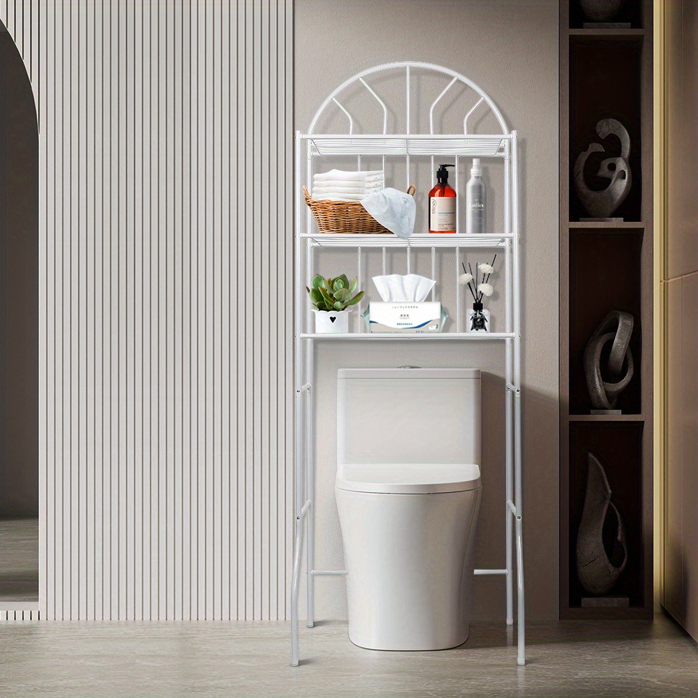 

3-layer Freestanding Bathroom Storage Rack, Toilet Rack With 3-layer Storage Board, Punch-free Toilet Rack, 34x62x177cm, White