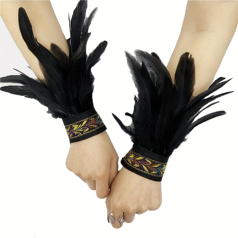 Halloween Carnival Ethnic Style Cuffs Detachable Wrist Cuff Gothic Style Role Play Additions Party Artificial Feather
