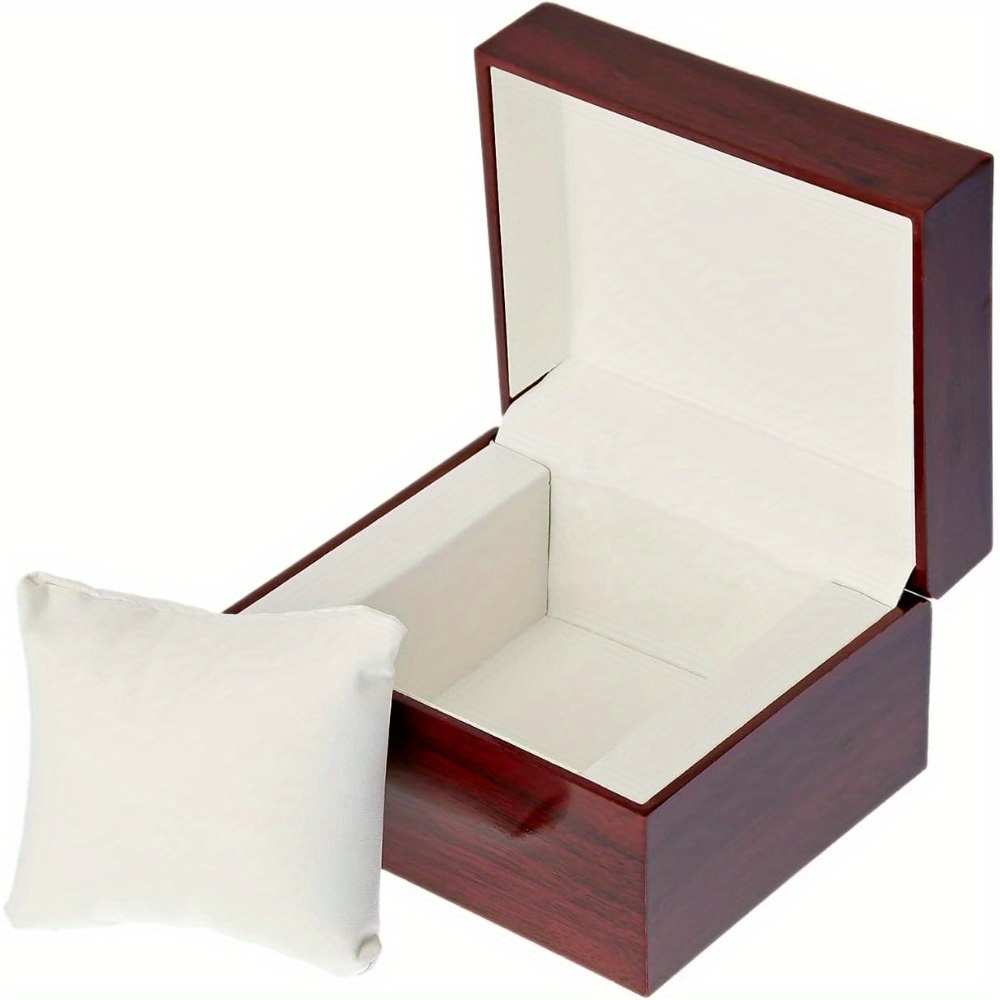 

1pc Wooden Single Watch Cases For Men Women, Wood Wrist Watch Bangle Gift Box With Pillow, Watch Cases