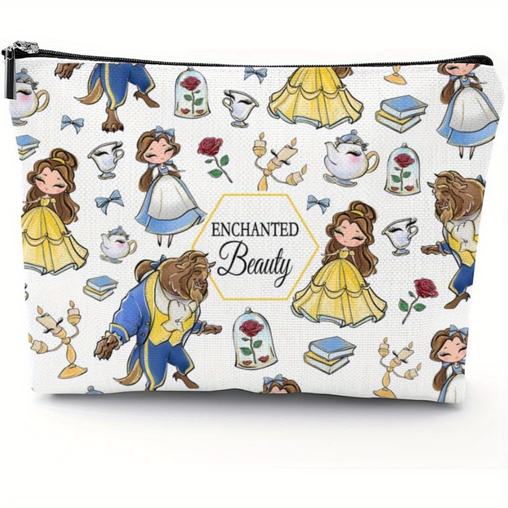 

-inspired Princess Makeup Bag - Linen Cosmetic Pouch For Women, Perfect Birthday Gift