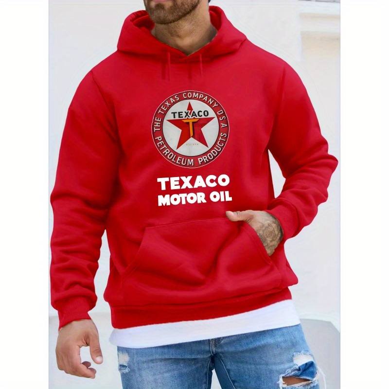 

Texaco Hoodie For Men - Casual Pullover With Kangaroo Pocket, Long Sleeve, Letter - Perfect Winter Gift