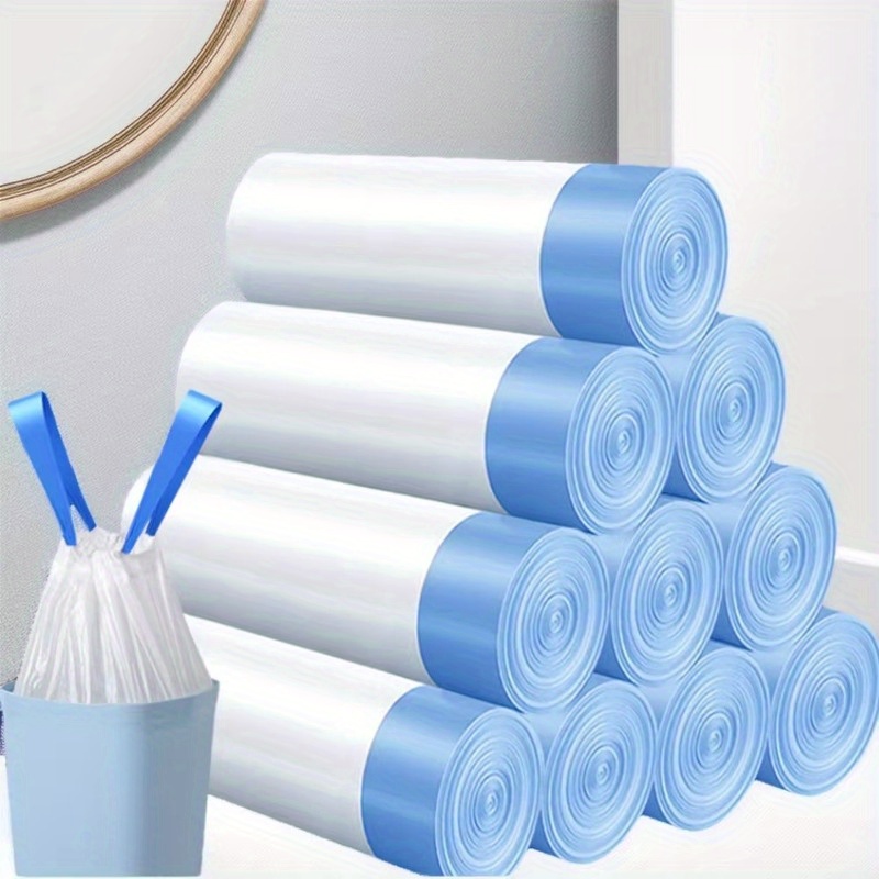 

75pcs Drawstring Trash Bags, 5 Rolls, 10kg Multipurpose Polyethylene Garbage Bags For Kitchen, Living Room, Bedroom, Toilet, Outdoor Use - Disposable Thickened Waste Bags