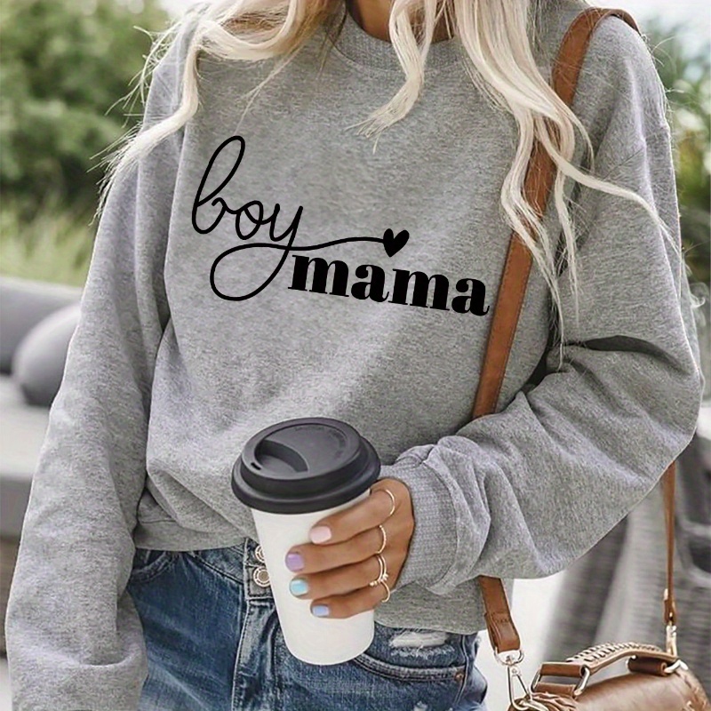 

Sweatshirt Letter - Long Pullover For , Washable, For & Fall