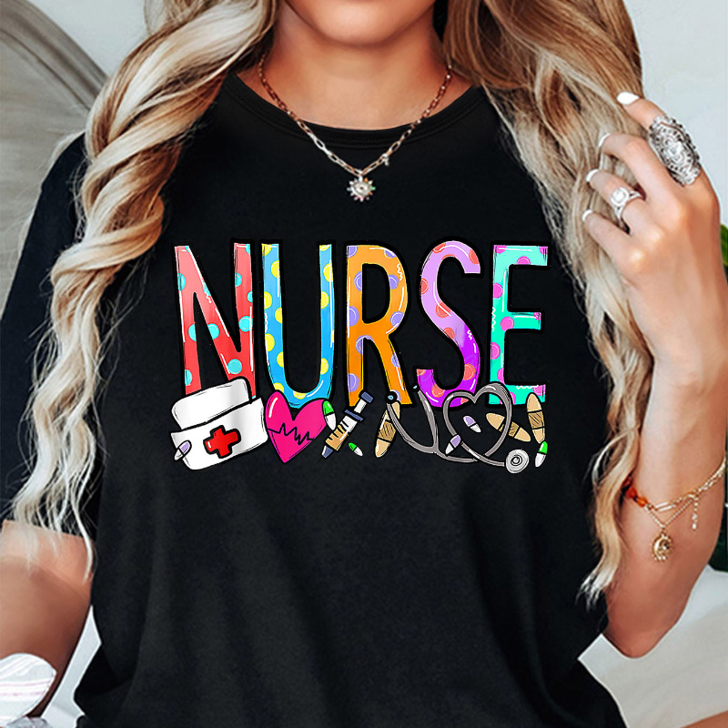 

Women's Nurse Graphic Tee - T-, Stretchy Polyester , - For & Summer