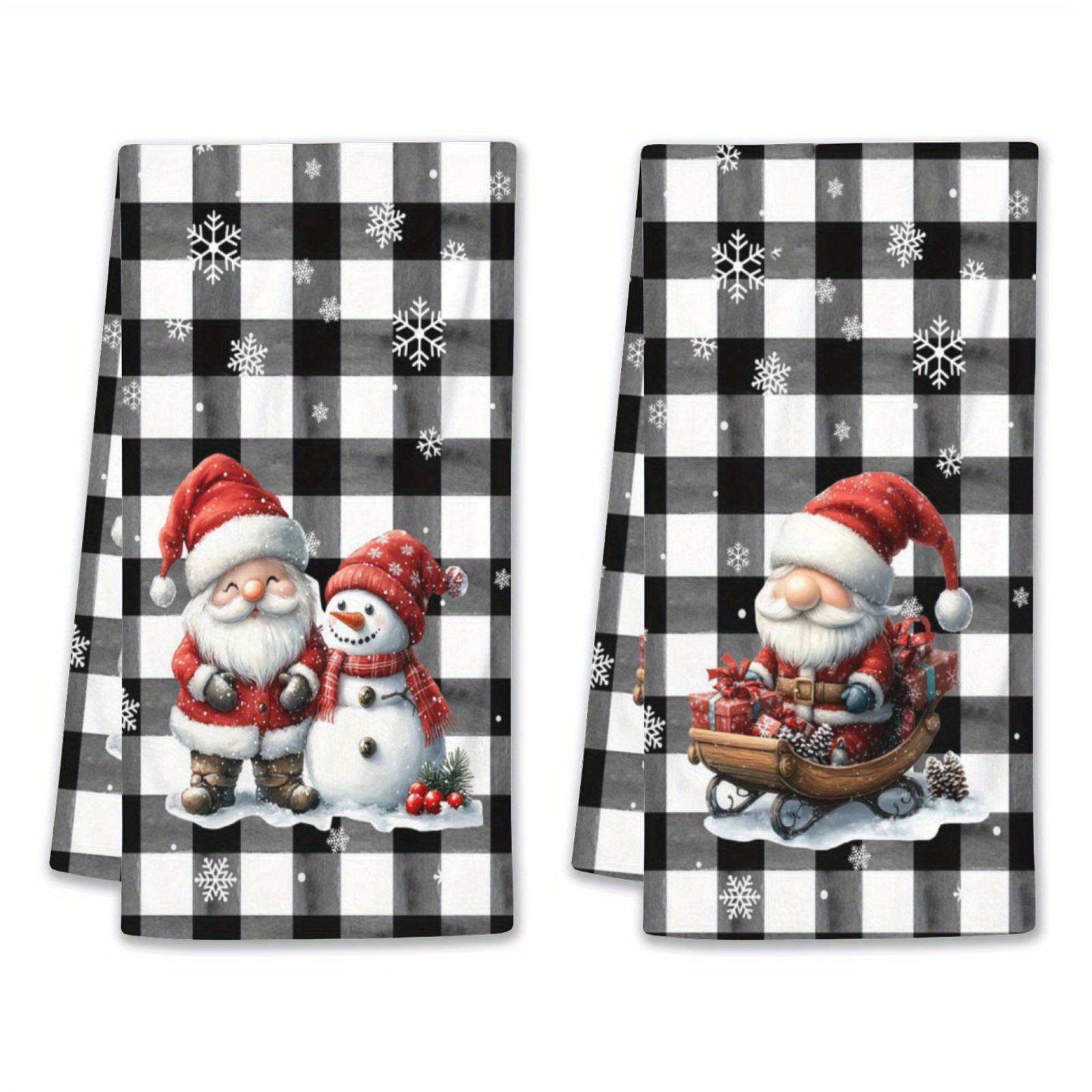 

Ensemble de 2 Torchons de Cuisine Noël à Carreaux avec de et Nain - et Absorbants en Polyester, Parfaits pour la Décoration de Fête et Cadeaux de Pendaison de Crémaillère