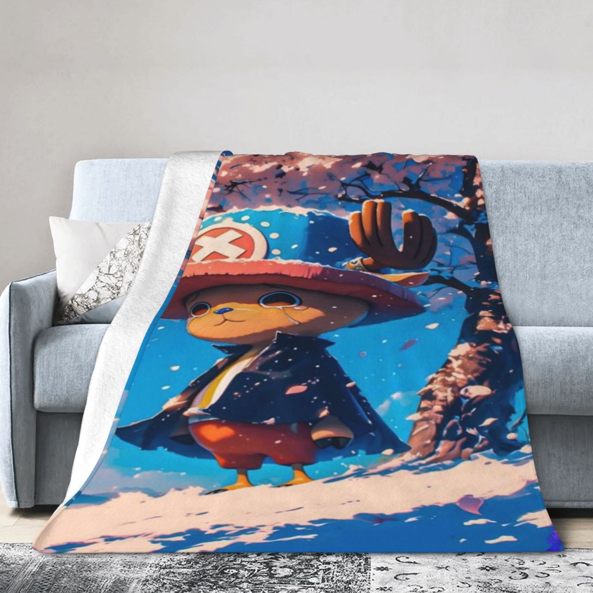 

Anime-themed Flannel Throw Blanket - , Polyester, Comfort For Sofa, Bed, And Travel - Cozy Warm Multi-functional Flannel Fleece Blanket - Non-woven Style With Unique