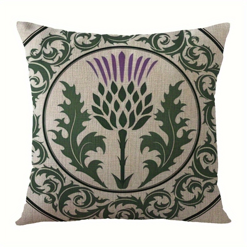 

Scottish Thistle & English Double-sided Cushion Cover - Contemporary Style, Natural Purple, Sofa, Bedroom, And Car Decor