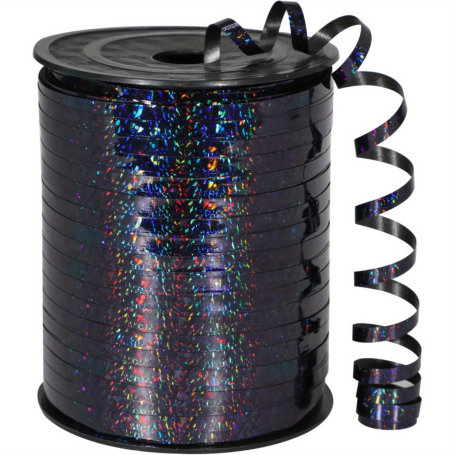 

Holographic Black Curling Ribbon - Waterproof Plastic Gift Wrap Ribbon For Balloons, Crafts, Floral Decorations, , And Wedding Presents | Plastic Material, Ideal For Plastic