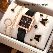 elegant 10pcs womens watch butterfly bracelet gradient quartz with leather strap water resistant precise perfect gift for her details 2