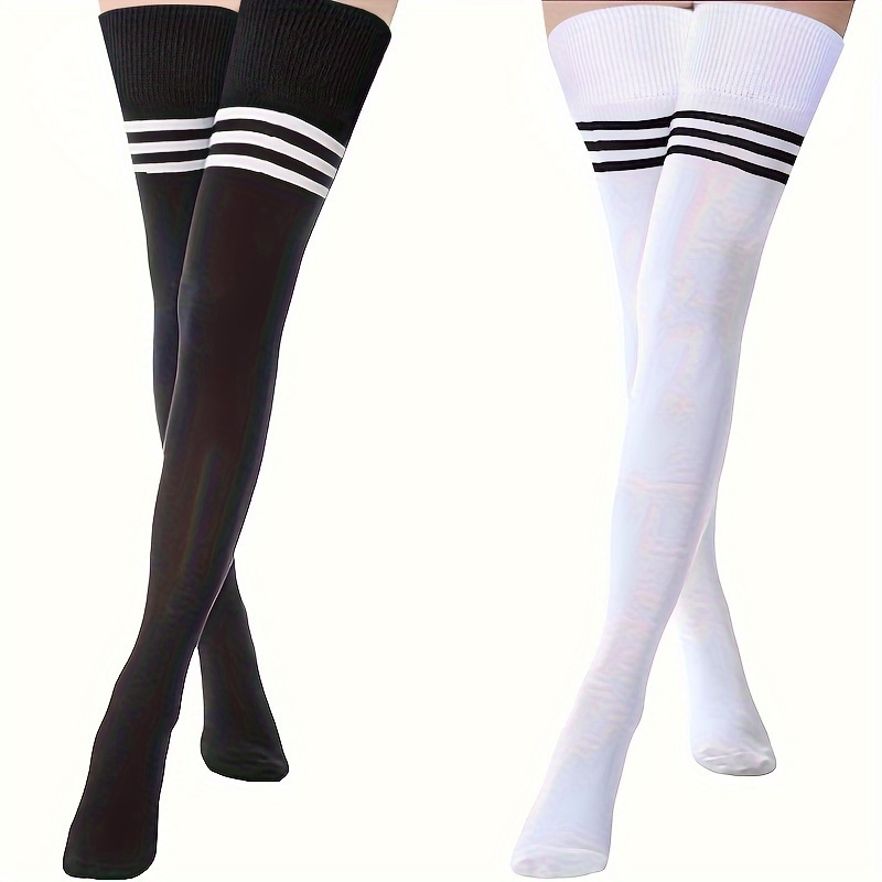 Of Extra-long Thigh High Socks, Striped Knee Socks, Thin Stockings, Stockings.