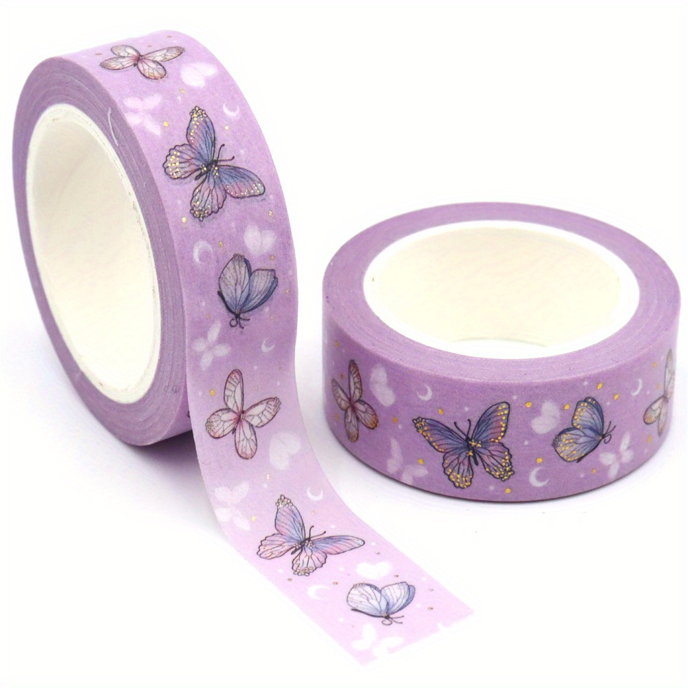 

Purple Butterfly Washi Tape 15mm X 10m - Non-waterproof Paper Gift Wrap Tape For Scrapbooking, Diy Crafts, And Wood Surface Decoration - 1 Roll